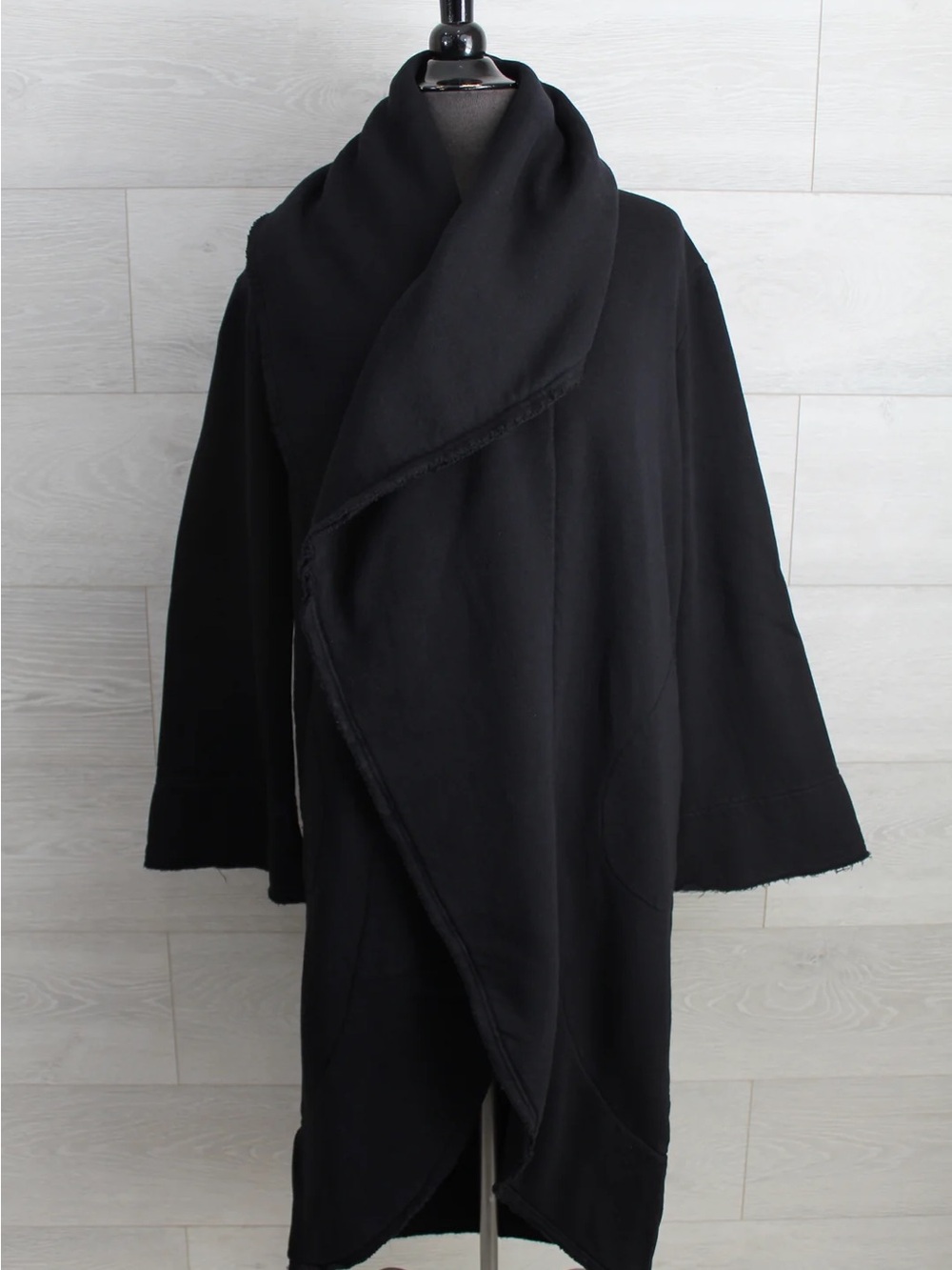BRYN WALKER Black Draped Open Front Coat Size Small Oversized Lagenlook - Picture 4 of 7